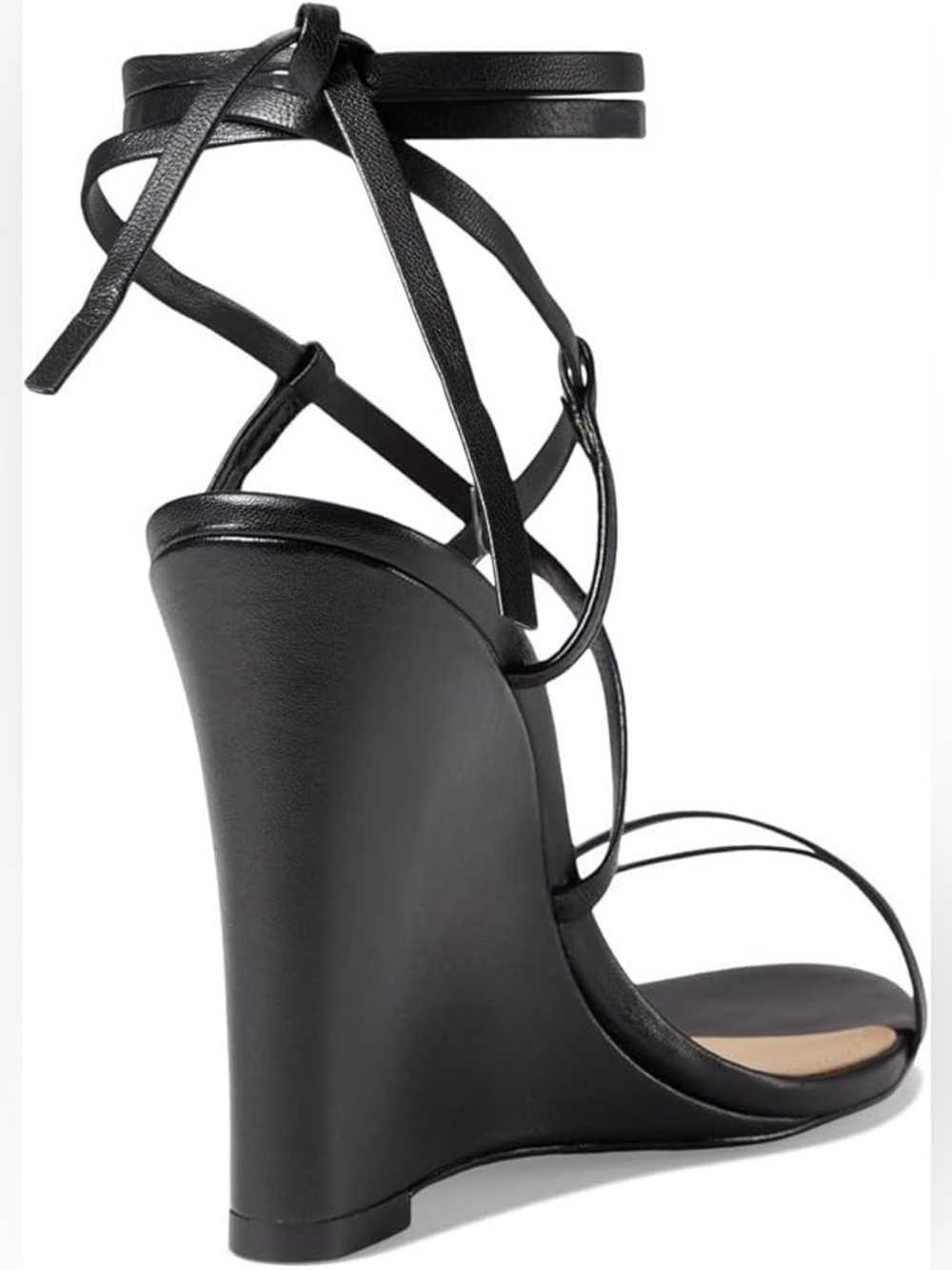 NWT - SCHUTZ Black Strappy Ankle-Tie Wedge Sandals - Size 9.5 - Picture 5 of 9